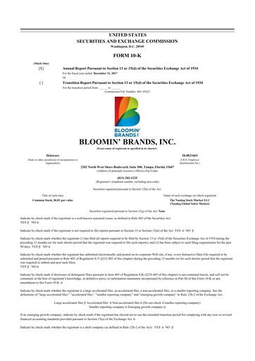Thumbnail Bloomin' Brands 10-K Annual Report 2017