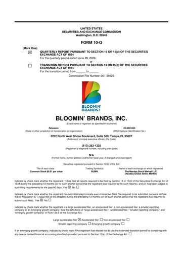 Thumbnail Bloomin' Brands 10-Q Quarterly Report FY2026 