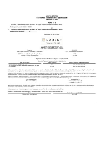 Vorschaubild Lument Finance Trust 10-Q Quartalsbericht  