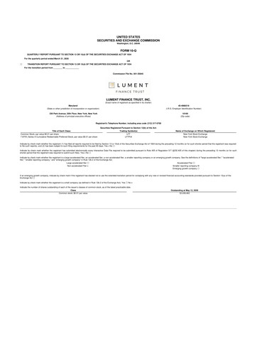 Vorschaubild Lument Finance Trust 10-Q Quartalsbericht  