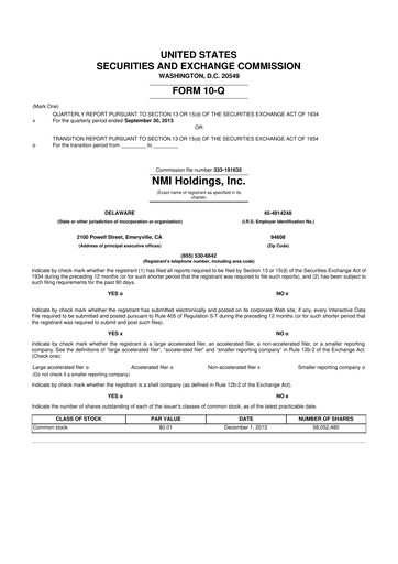 Vorschaubild NMI Holdings
 10-Q Quartalsbericht 2013 