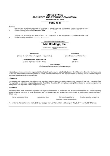 Vorschaubild NMI Holdings
 10-Q Quartalsbericht 2014 