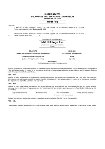 Vorschaubild NMI Holdings
 10-Q Quartalsbericht 2014 