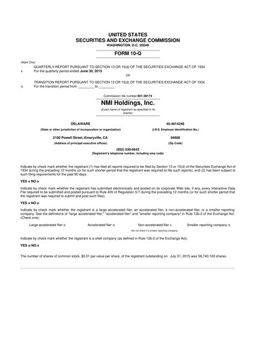Vorschaubild NMI Holdings
 10-Q Quartalsbericht 2015 