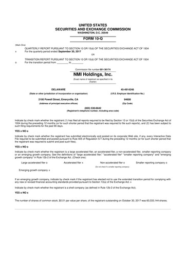 Vorschaubild NMI Holdings
 10-Q Quartalsbericht 2017 