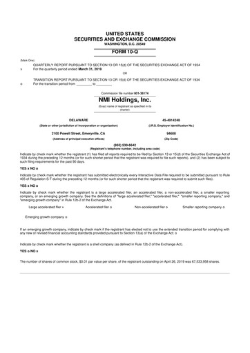 Vorschaubild NMI Holdings
 10-Q Quartalsbericht 2019 