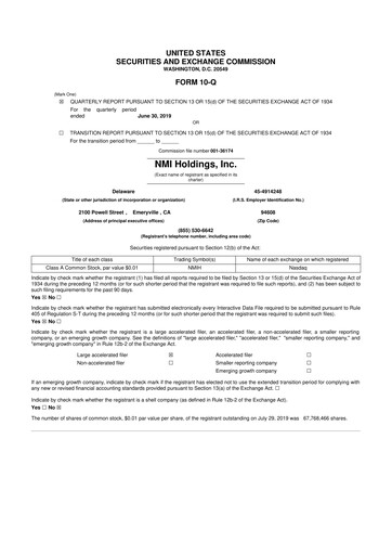 Vorschaubild NMI Holdings
 10-Q Quartalsbericht 2019 