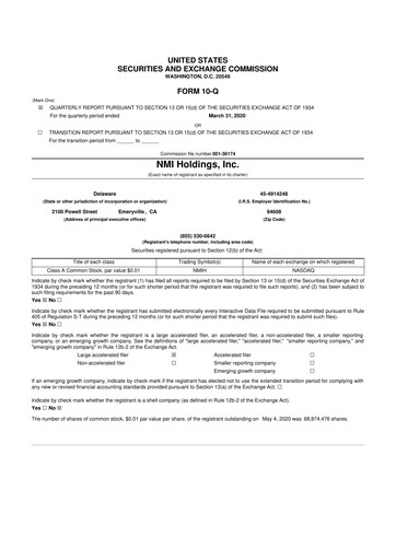 Vorschaubild NMI Holdings
 10-Q Quartalsbericht 2020 