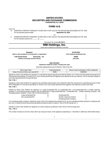 Vorschaubild NMI Holdings
 10-Q Quartalsbericht 2020 