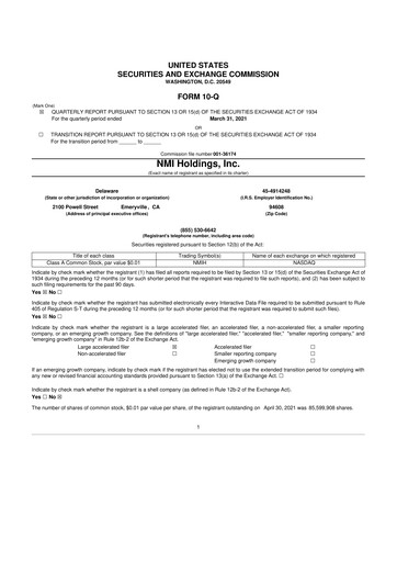 Vorschaubild NMI Holdings
 10-Q Quartalsbericht 2021 