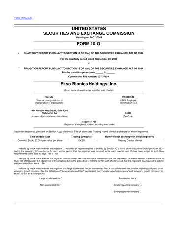 Thumbnail Ekso Bionics
 10-Q Quarterly Report FY2019 