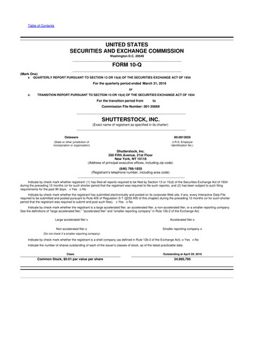 Miniature Shutterstock 10-Q Rapport trimestriel 2016 