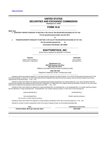 Miniature Shutterstock 10-Q Rapport trimestriel 2016 