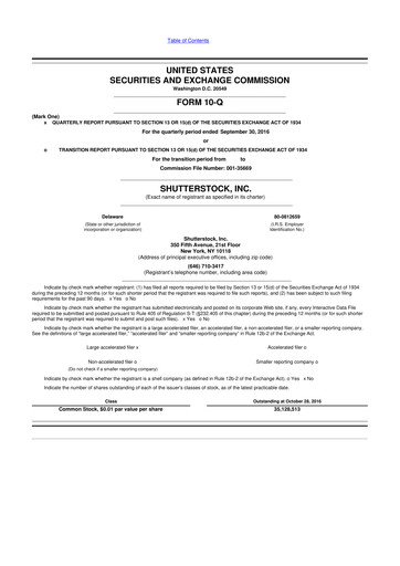 Miniature Shutterstock 10-Q Rapport trimestriel 2016 