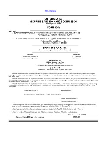 Miniature Shutterstock 10-Q Rapport trimestriel 2017 