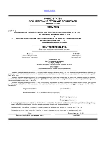 Miniature Shutterstock 10-Q Rapport trimestriel 2018 