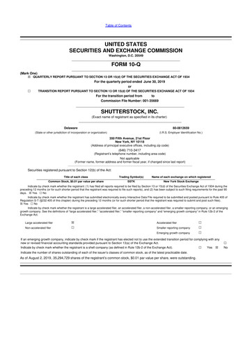 Miniature Shutterstock 10-Q Rapport trimestriel 2019 