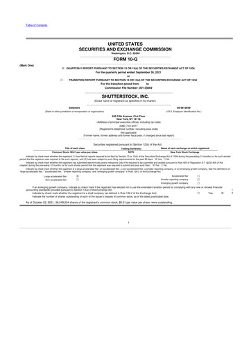 Miniature Shutterstock 10-Q Rapport trimestriel 2021 