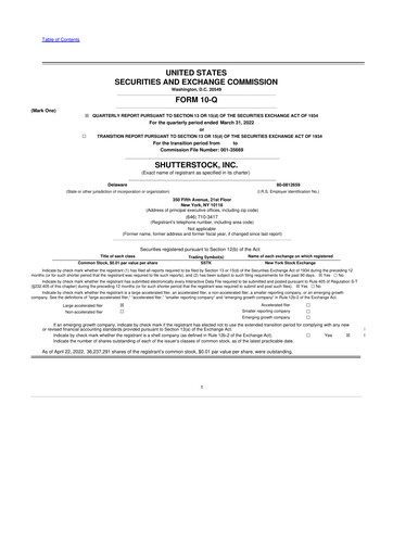 Miniature Shutterstock 10-Q Rapport trimestriel 2022 