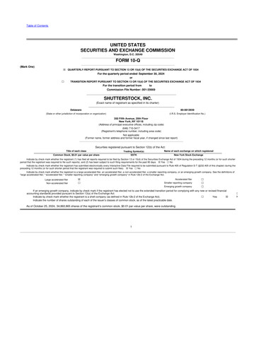 Miniature Shutterstock 10-Q Rapport trimestriel 2024 