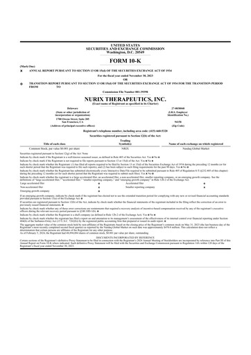 Thumbnail Nurix Therapeutics 10-K Annual Report 2023
