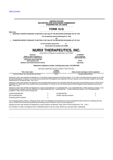 Thumbnail Nurix Therapeutics 10-Q Quarterly Report FY 