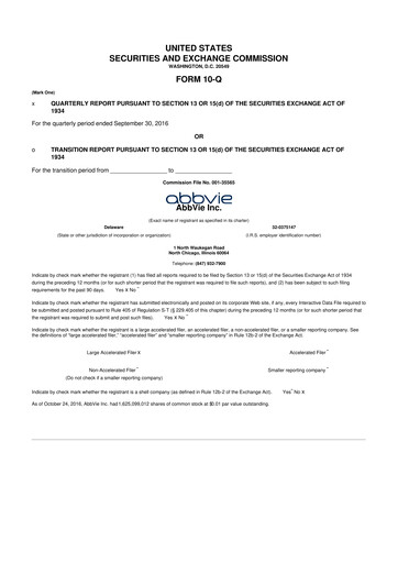 Vorschaubild AbbVie 10-Q Quartalsbericht 2016 