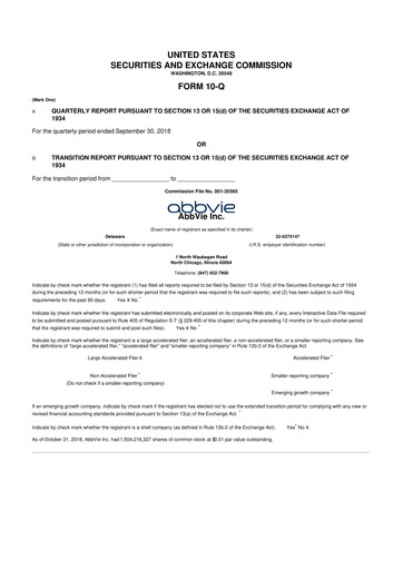 Vorschaubild AbbVie 10-Q Quartalsbericht 2018 