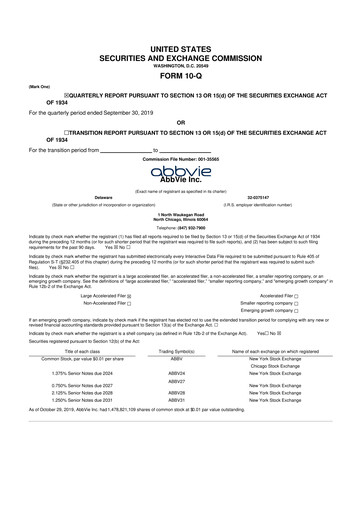 Vorschaubild AbbVie 10-Q Quartalsbericht 2019 