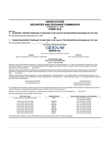 Vorschaubild AbbVie 10-Q Quartalsbericht 2021 