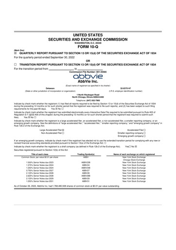 Vorschaubild AbbVie 10-Q Quartalsbericht 2022 