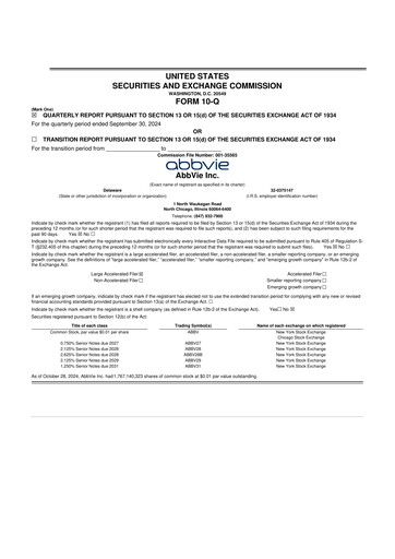 Vorschaubild AbbVie 10-Q Quartalsbericht 2024 