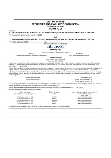 Thumbnail AbbVie 10-Q Quarterly Report FY 