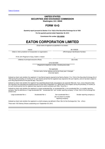 Vorschaubild Eaton 10-Q Quartalsbericht 2012 