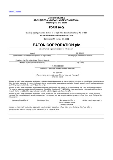 Vorschaubild Eaton 10-Q Quartalsbericht 2014 