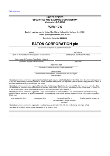 Vorschaubild Eaton 10-Q Quartalsbericht 2015 
