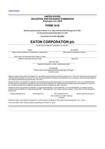 Vorschaubild Eaton 10-Q Quartalsbericht 2016 