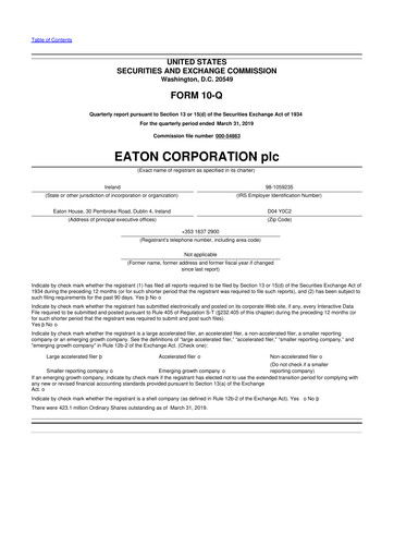 Vorschaubild Eaton 10-Q Quartalsbericht 2019 