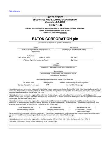 Vorschaubild Eaton 10-Q Quartalsbericht 2019 