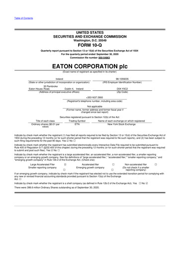 Vorschaubild Eaton 10-Q Quartalsbericht 2020 