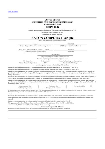 Thumbnail Eaton 10-K Annual Report 2020