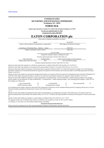 Thumbnail Eaton 10-K Annual Report 2021