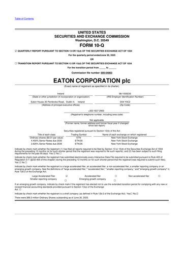 Vorschaubild Eaton 10-Q Quartalsbericht 2025 