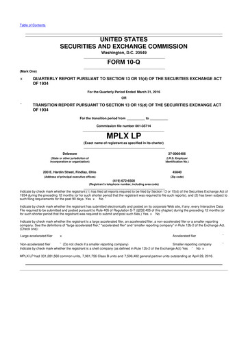 Vorschaubild MPLX 10-Q Quartalsbericht 2016 