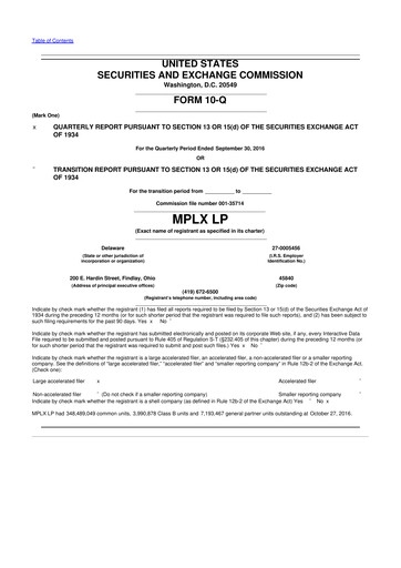 Vorschaubild MPLX 10-Q Quartalsbericht 2016 