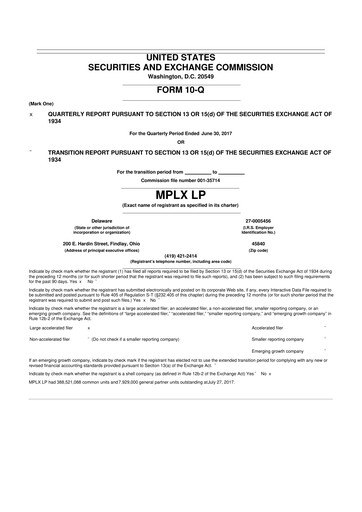 Vorschaubild MPLX 10-Q Quartalsbericht 2017 