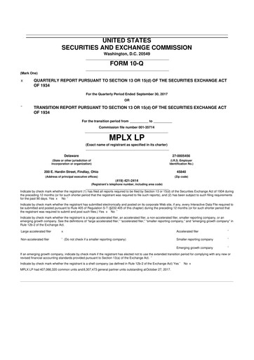 Vorschaubild MPLX 10-Q Quartalsbericht 2017 