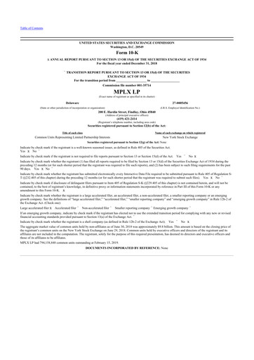 Thumbnail MPLX 10-K Annual Report 2018