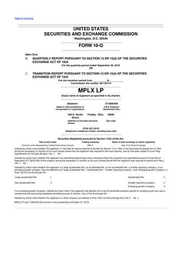 Vorschaubild MPLX 10-Q Quartalsbericht 2019 