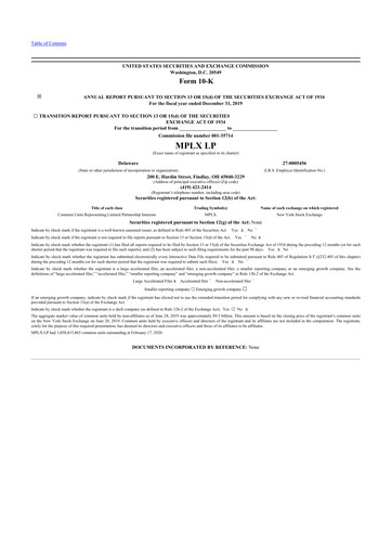 Thumbnail MPLX 10-K Annual Report 2019